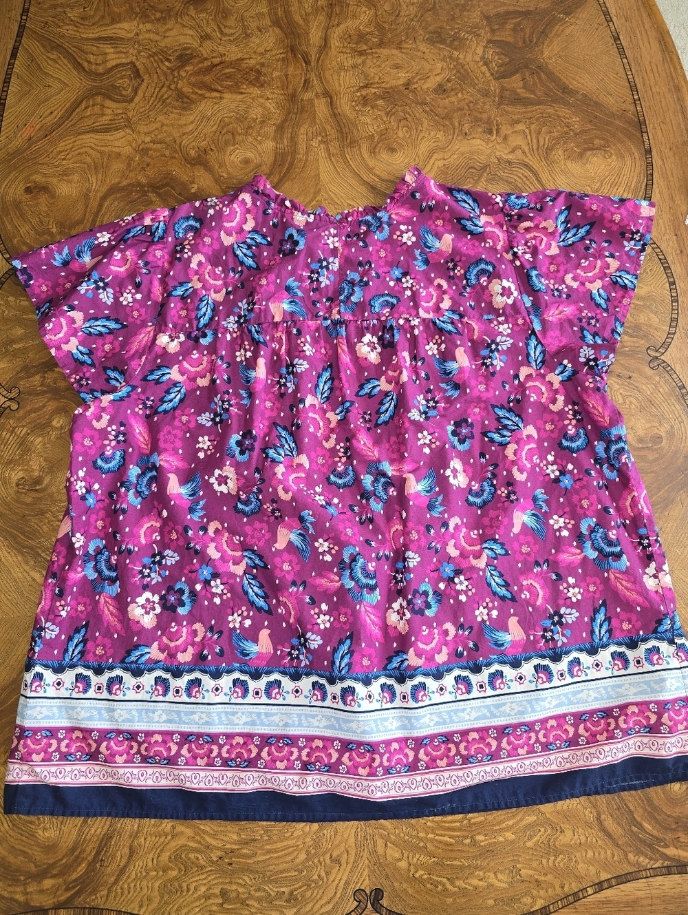 Lane Bryant Women's Plus Size 20 Purple Floral Bird Print Cotton Blouse - Picture 2 of 7